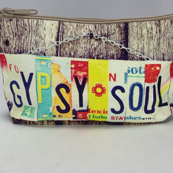 Gypsy Soul Zip Pouch Repurposed Canvas - Picture 3 of 5